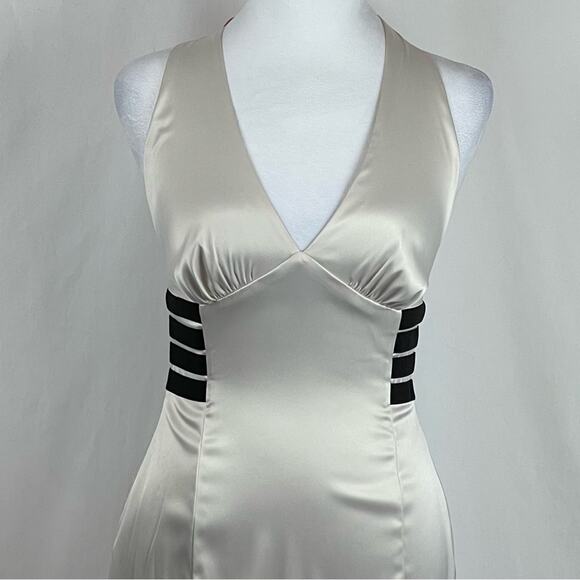 Max & Cleo Cream Black Satin Dress Size 2 - Picture 3 of 15
